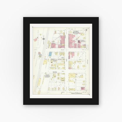 Old map wall art mockup — black gallery frame with white mat — Sanborn Fire Insurance Map from Moweaqua, Shelby County, Illinois (1914), Sheet #0002