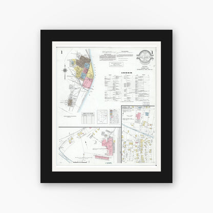 Old map wall art mockup — black gallery frame with white mat — Sanborn Fire Insurance Map from Mingo Junction, Jefferson County, Ohio (1946) - Complete Map Set