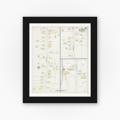 Old map wall art mockup — black gallery frame with white mat — Sanborn Fire Insurance Map from Frankfort, Herkimer County, New York (1897), Sheet #0008