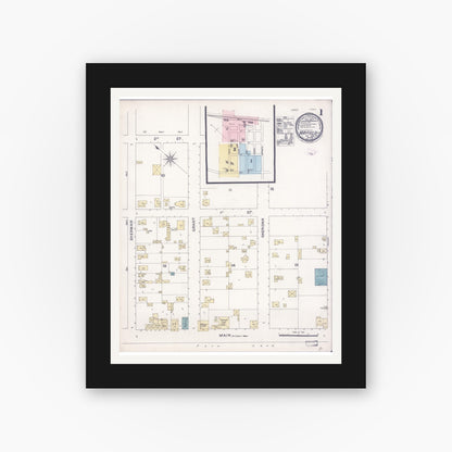 Old map wall art mockup — black gallery frame with white mat — Sanborn Fire Insurance Map from Mayfield, Santa Clara County, California (1888) - Complete Map Set