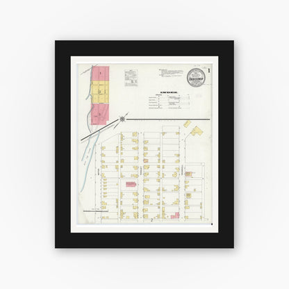 Old map wall art mockup — black gallery frame with white mat — Sanborn Fire Insurance Map from Orbisonia, Huntingdon County, Pennsylvania (1911) - Complete Map Set