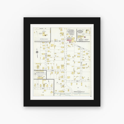 Old map wall art mockup — black gallery frame with white mat — Sanborn Fire Insurance Map from Hagaman, Montgomery County, New York (1911), Sheet #0004