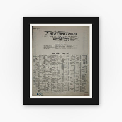 Old map wall art mockup — black gallery frame with white mat — Sanborn Fire Insurance Map from New Jersey Coast, New Jersey Coast, New Jersey (1945), Sheet #0001