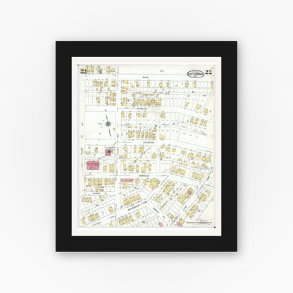 Old map wall art mockup — black gallery frame with white mat — Sanborn Fire Insurance Map from East Liverpool, Columbiana County, Ohio (1923), Sheet #0022