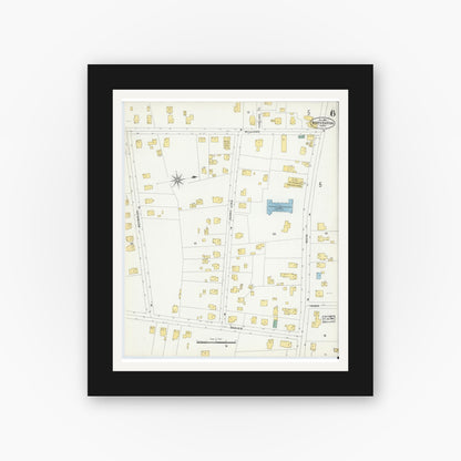 Old map wall art mockup — black gallery frame with white mat — Sanborn Fire Insurance Map from North Easton, Bristol County, Massachusetts (1903), Sheet #0006