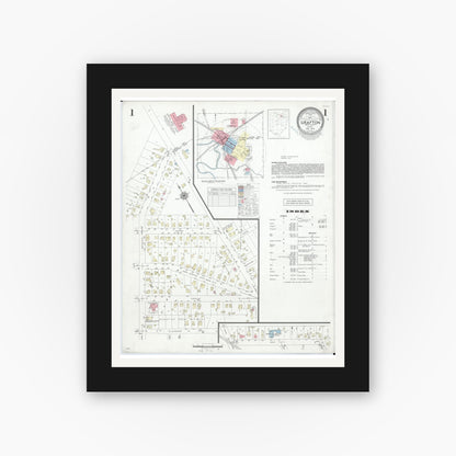 Old map wall art mockup — black gallery frame with white mat — Sanborn Fire Insurance Map from Grafton, Lorain County, Ohio (1946) - Complete Map Set