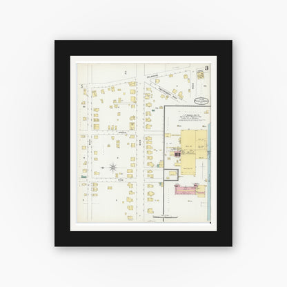 Old map wall art mockup — black gallery frame with white mat — Sanborn Fire Insurance Map from Paulsboro, Gloucester County, New Jersey (1896), Sheet #0003