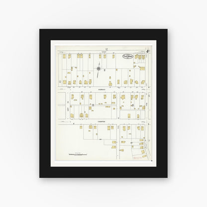 Old map wall art mockup — black gallery frame with white mat — Sanborn Fire Insurance Map from Paulsboro, Gloucester County, New Jersey (1920), Sheet #0004