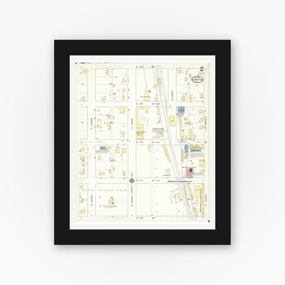 Old map wall art mockup — black gallery frame with white mat — Sanborn Fire Insurance Map from Hampton, Franklin County, Iowa (1913), Sheet #0002
