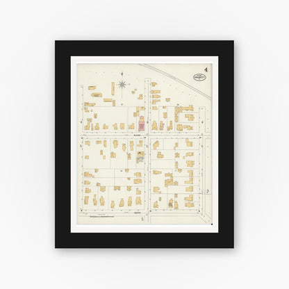 Old map wall art mockup — black gallery frame with white mat — Sanborn Fire Insurance Map from Union City, Erie County, Pennsylvania (1900), Sheet #0004
