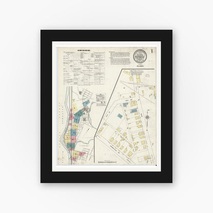 Old map wall art mockup — black gallery frame with white mat — Sanborn Fire Insurance Map from Northampton, Northampton County, Pennsylvania (1911), Sheet #0001