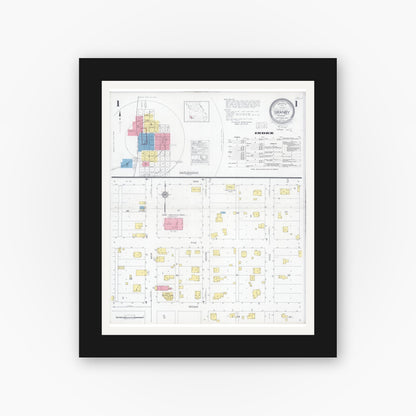 Old map wall art mockup — black gallery frame with white mat — Sanborn Fire Insurance Map from Granby, Newton County, Missouri (1930), Sheet #0001