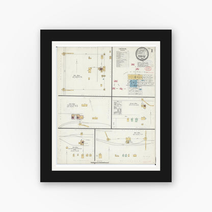 Old map wall art mockup — black gallery frame with white mat — Sanborn Fire Insurance Map from Hibbing, Saint Louis County, Minnesota (1897) - Complete Map Set