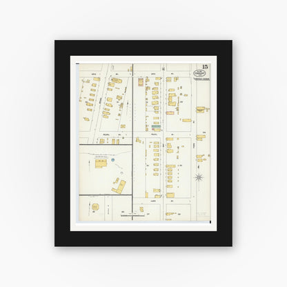 Old map wall art mockup — black gallery frame with white mat — Sanborn Fire Insurance Map from Conneaut, Ashtabula County, Ohio (1902), Sheet #0015