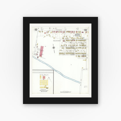 Old map wall art mockup — black gallery frame with white mat — Sanborn Fire Insurance Map from Salem, Salem County, New Jersey (1923), Sheet #0012