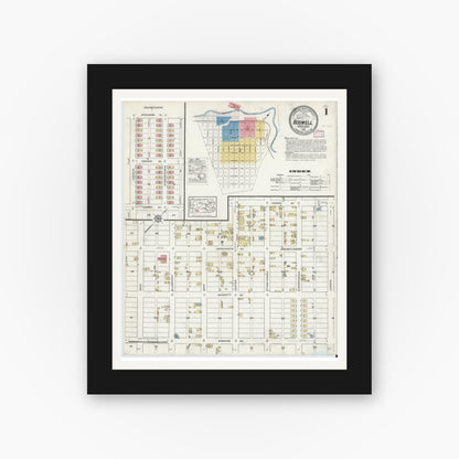 Old map wall art mockup — black gallery frame with white mat — Sanborn Fire Insurance Map from Boswell, Somerset County, Pennsylvania (1916) - Complete Map Set