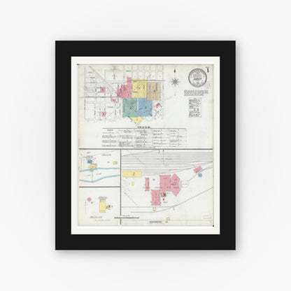 Old map wall art mockup — black gallery frame with white mat — Sanborn Fire Insurance Map from Amboy, Lee County, Illinois (1902) - Complete Map Set
