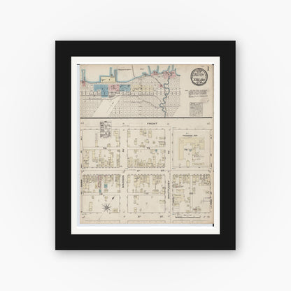 Old map wall art mockup — black gallery frame with white mat — Sanborn Fire Insurance Map from Ashland, Ashland County, Wisconsin (1884) - Complete Map Set