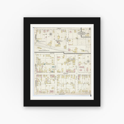 Old map wall art mockup — black gallery frame with white mat — Sanborn Fire Insurance Map from Harrison, Hamilton County, Ohio (1887), Sheet #0002