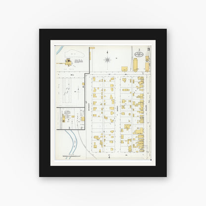 Old map wall art mockup — black gallery frame with white mat — Sanborn Fire Insurance Map from Stanley, Chippewa County, Wisconsin (1900), Sheet #0003