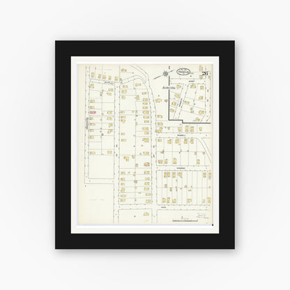 Old map wall art mockup — black gallery frame with white mat — Sanborn Fire Insurance Map from Franklin, Venango County, Pennsylvania (1912), Sheet #0026