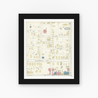 Old map wall art mockup — black gallery frame with white mat — Sanborn Fire Insurance Map from Tarpon Springs, Pinellas County, Florida (1913), Sheet #0003