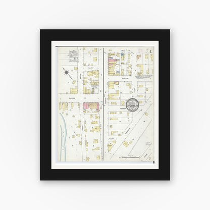 Old map wall art mockup — black gallery frame with white mat — Sanborn Fire Insurance Map from Saint Charles, Saginaw County, Michigan (1910) - Complete Map Set