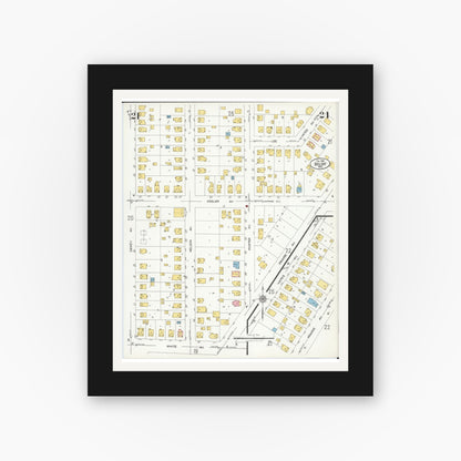 Old map wall art mockup — black gallery frame with white mat — Sanborn Fire Insurance Map from Beloit, Rock County, Wisconsin (1926), Sheet #0021