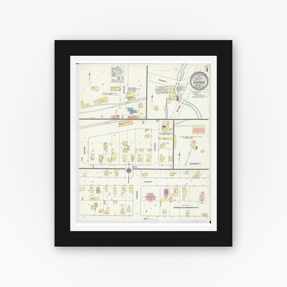 Old map wall art mockup — black gallery frame with white mat — Sanborn Fire Insurance Map from Saranac, Ionia County, Michigan (1910) - Complete Map Set