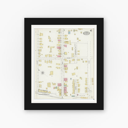 Old map wall art mockup — black gallery frame with white mat — Sanborn Fire Insurance Map from Hackensack, Bergen County, New Jersey (1896), Sheet #0004