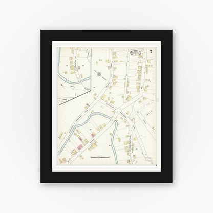 Old map wall art mockup — black gallery frame with white mat — Sanborn Fire Insurance Map from Bridgeville, Allegheny County, Pennsylvania (1913), Sheet #0007