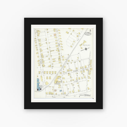 Old map wall art mockup — black gallery frame with white mat — Sanborn Fire Insurance Map from Gallitzin, Cambria County, Pennsylvania (1910), Sheet #0005
