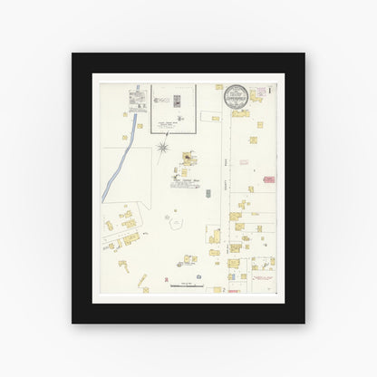 Old map wall art mockup — black gallery frame with white mat — Sanborn Fire Insurance Map from Copperopolis, Calaveras County, California (1908) - Complete Map Set