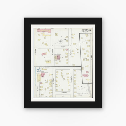 Old map wall art mockup — black gallery frame with white mat — Sanborn Fire Insurance Map from Ilion, Herkimer County, New York (1891), Sheet #0005