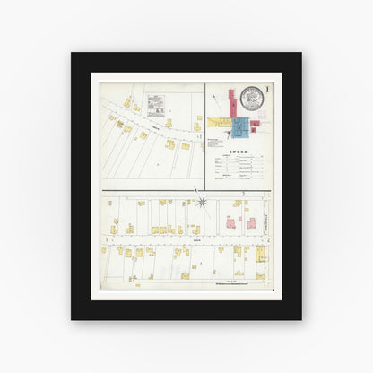 Old map wall art mockup — black gallery frame with white mat — Sanborn Fire Insurance Map from Wise, Wise County, Virginia (1908) - Complete Map Set