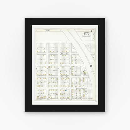 Old map wall art mockup — black gallery frame with white mat — Sanborn Fire Insurance Map from Post, Garza County, Texas (1921), Sheet #0004