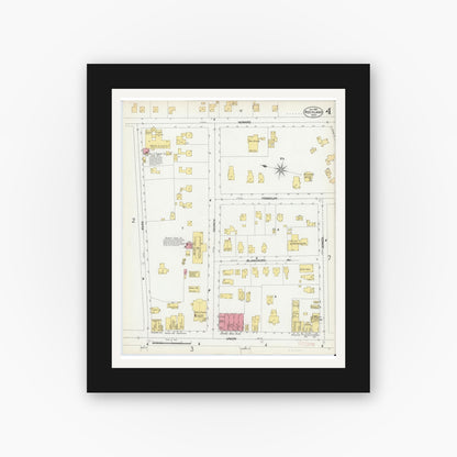 Old map wall art mockup — black gallery frame with white mat — Sanborn Fire Insurance Map from Rockland, Plymouth County, Massachusetts (1901), Sheet #0004