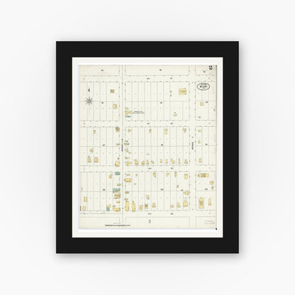 Old map wall art mockup — black gallery frame with white mat — Sanborn Fire Insurance Map from Miami, Dade County, Florida (1899), Sheet #0002