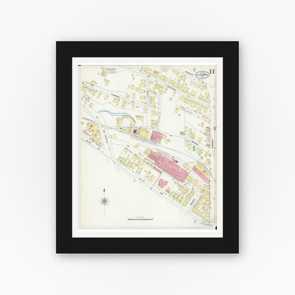 Old map wall art mockup — black gallery frame with white mat — Sanborn Fire Insurance Map from East Liverpool, Columbiana County, Ohio (1903), Sheet #0011