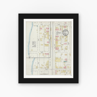 Old map wall art mockup — black gallery frame with white mat — Sanborn Fire Insurance Map from Verona, Allegheny County, Pennsylvania (1895), Sheet #0001