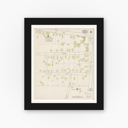 Old map wall art mockup — black gallery frame with white mat — Sanborn Fire Insurance Map from Sodus, Wayne County, New York (1915), Sheet #0008