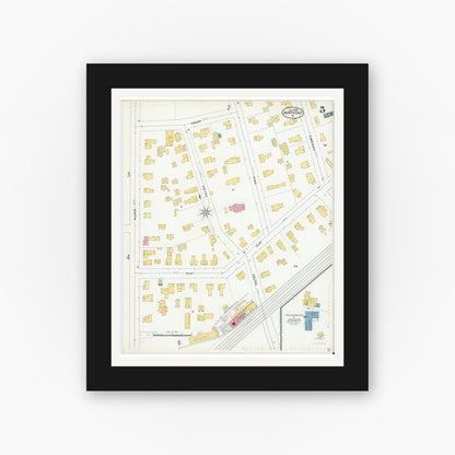 Old map wall art mockup — black gallery frame with white mat — Sanborn Fire Insurance Map from North East, Erie County, Pennsylvania (1905), Sheet #0005