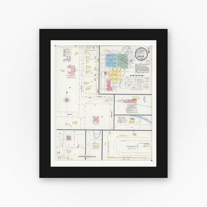 Old map wall art mockup — black gallery frame with white mat — Sanborn Fire Insurance Map from Holden, Johnson County, Missouri (1898) - Complete Map Set