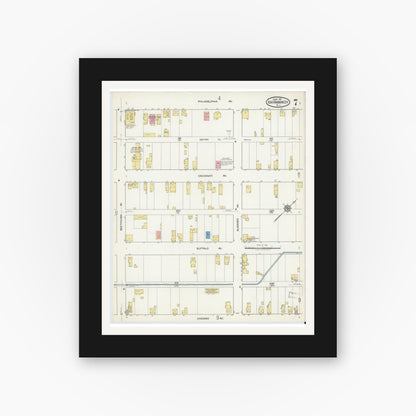 Old map wall art mockup — black gallery frame with white mat — Sanborn Fire Insurance Map from Egg Harbor City, Atlantic County, New Jersey (1917), Sheet #0007