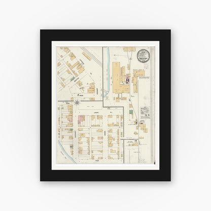 Old map wall art mockup — black gallery frame with white mat — Sanborn Fire Insurance Map from Confluence, Somerset County, Pennsylvania (1901), Sheet #0001