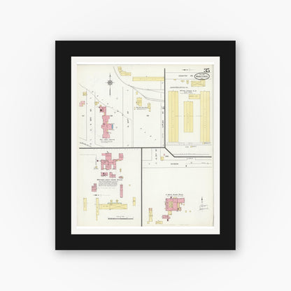 Old map wall art mockup — black gallery frame with white mat — Sanborn Fire Insurance Map from Manitowoc, Manitowoc County, Wisconsin (1912), Sheet #0035