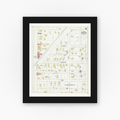 Old map wall art mockup — black gallery frame with white mat — Sanborn Fire Insurance Map from Brighton, Macoupin County, Illinois (1900), Sheet #0003