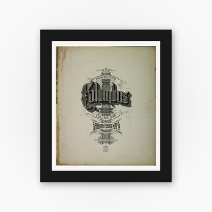 Old map wall art mockup — black gallery frame with white mat — Sanborn Fire Insurance Map from Columbus, Franklin County, Ohio (1901), Sheet #0001