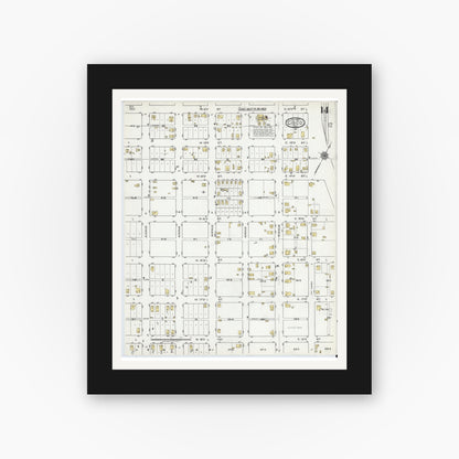 Old map wall art mockup — black gallery frame with white mat — Sanborn Fire Insurance Map from Cisco, Eastland County, Texas (1920), Sheet #0014