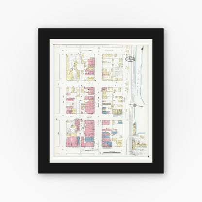 Old map wall art mockup — black gallery frame with white mat — Sanborn Fire Insurance Map from La Salle, La Salle County, Illinois (1911), Sheet #0004